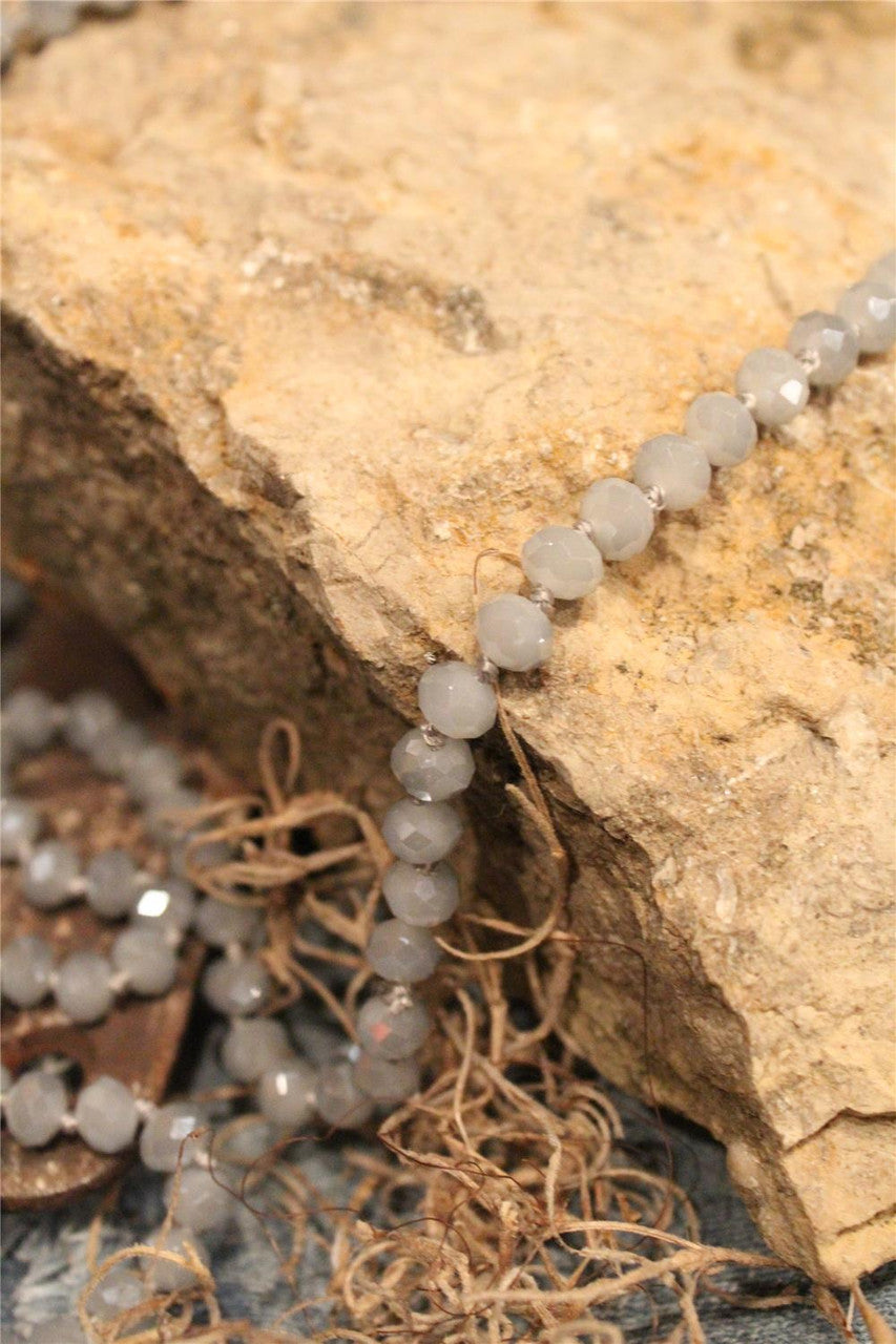 light blue long crystal bead necklace