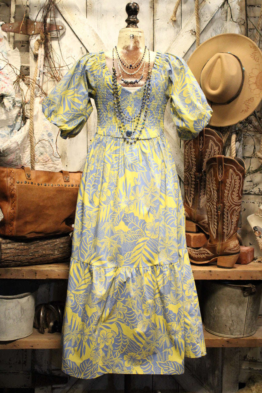Radiant Periwinkle & Chartreuse Midi Dress L Radiant Periwinkle & Chartreuse Midi Dress L