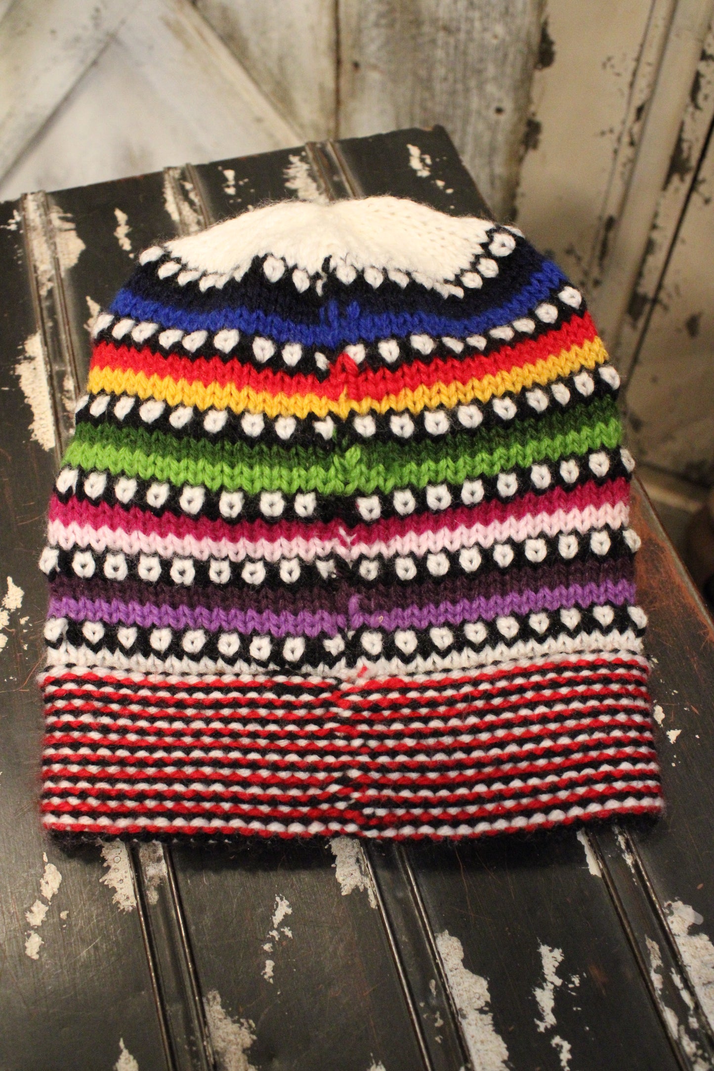 Dots Alpaca White Beanie