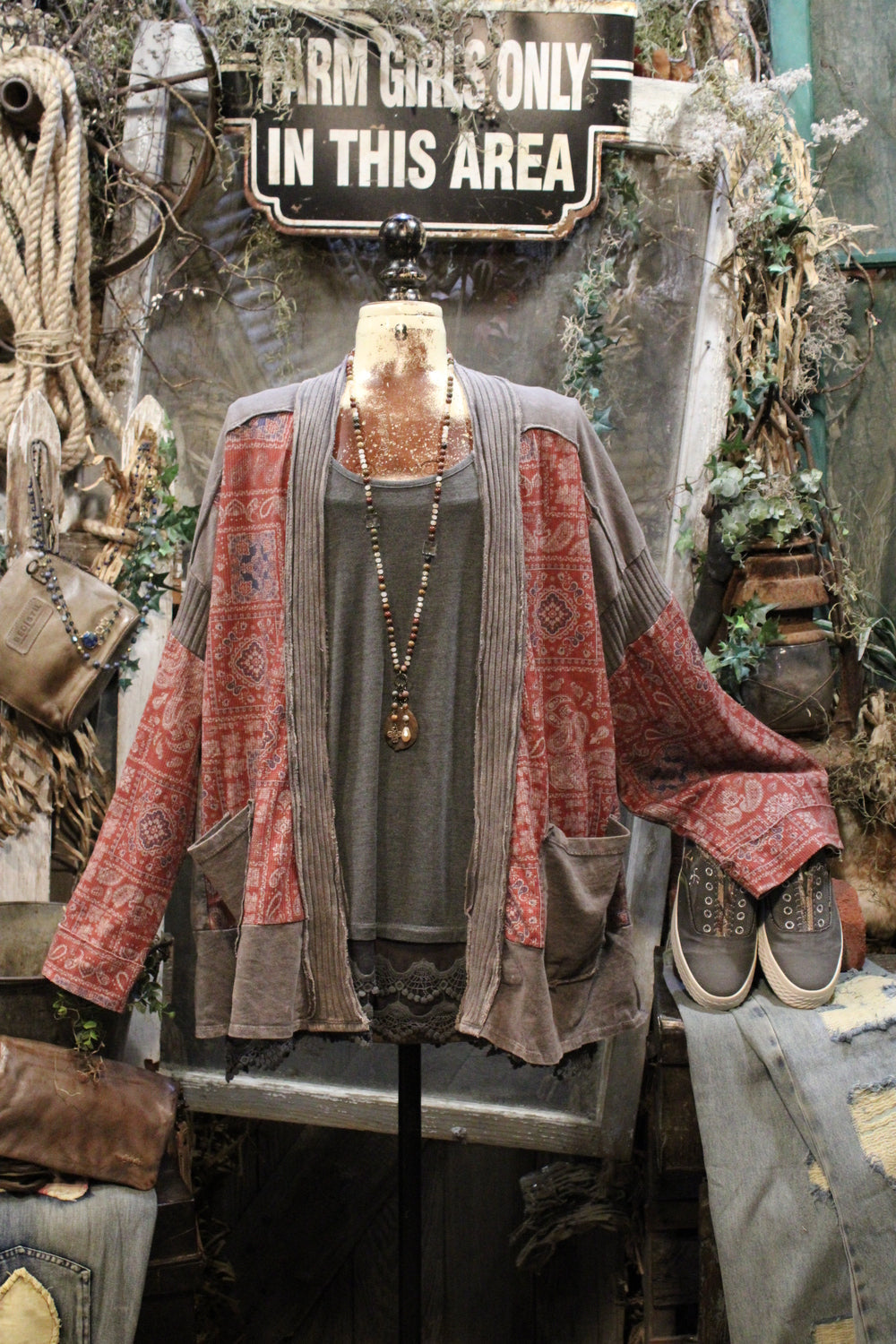Boho Charcoal Paisley Cardigan