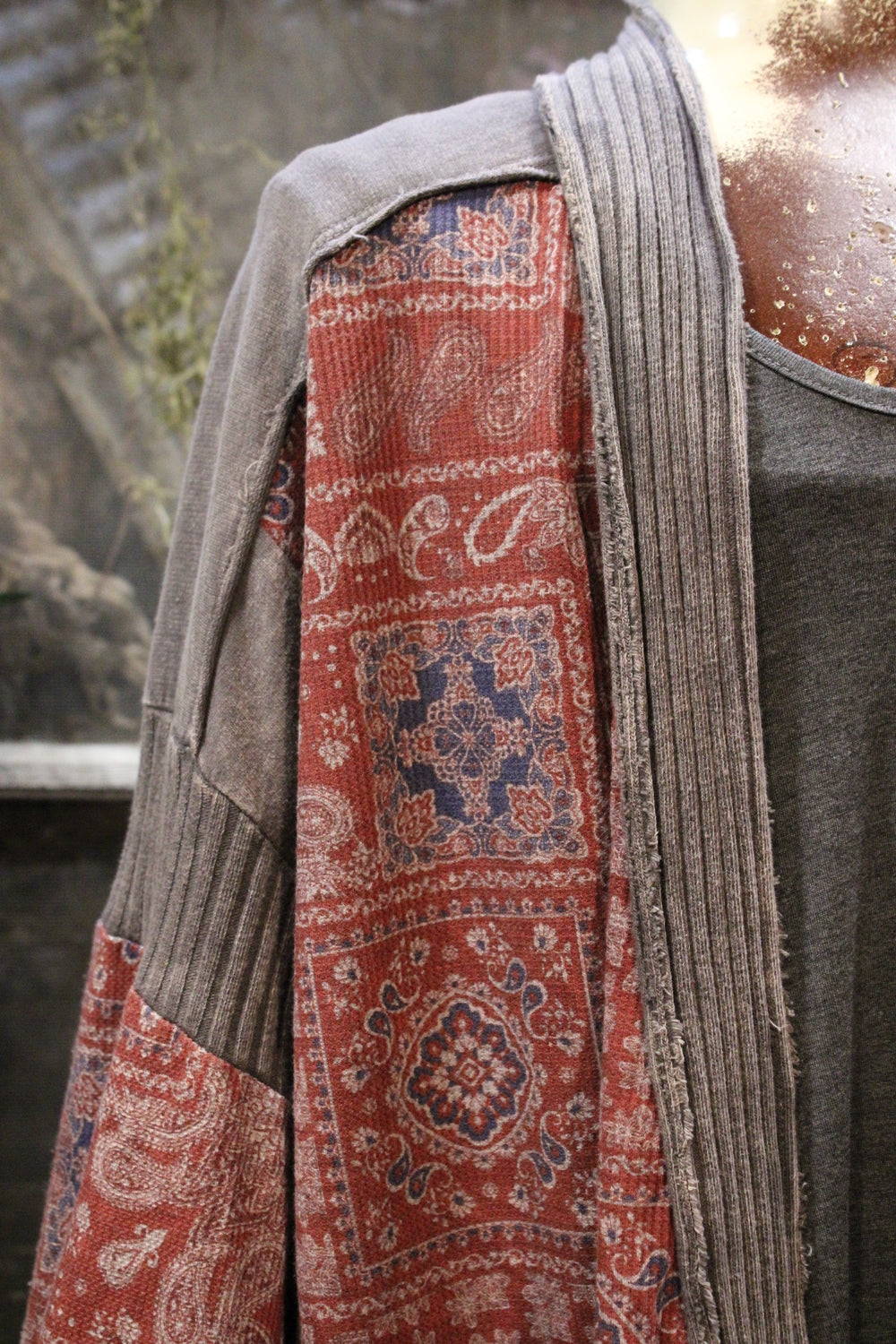 Boho Charcoal Paisley Cardigan