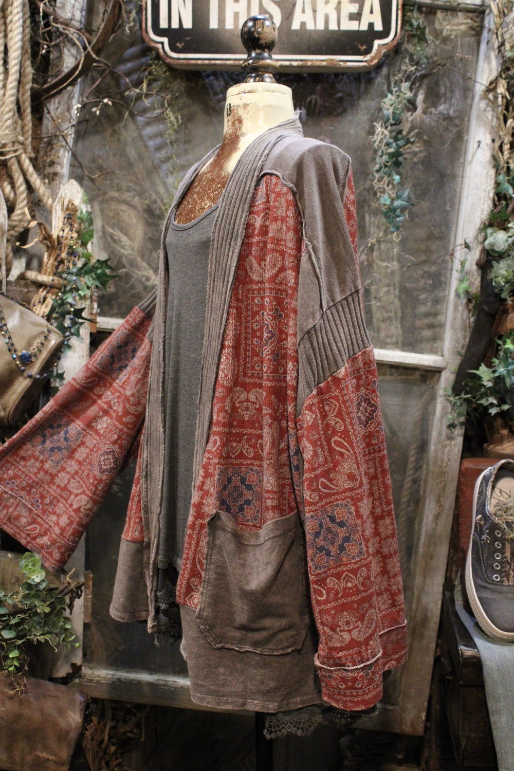 Boho Charcoal Paisley Cardigan