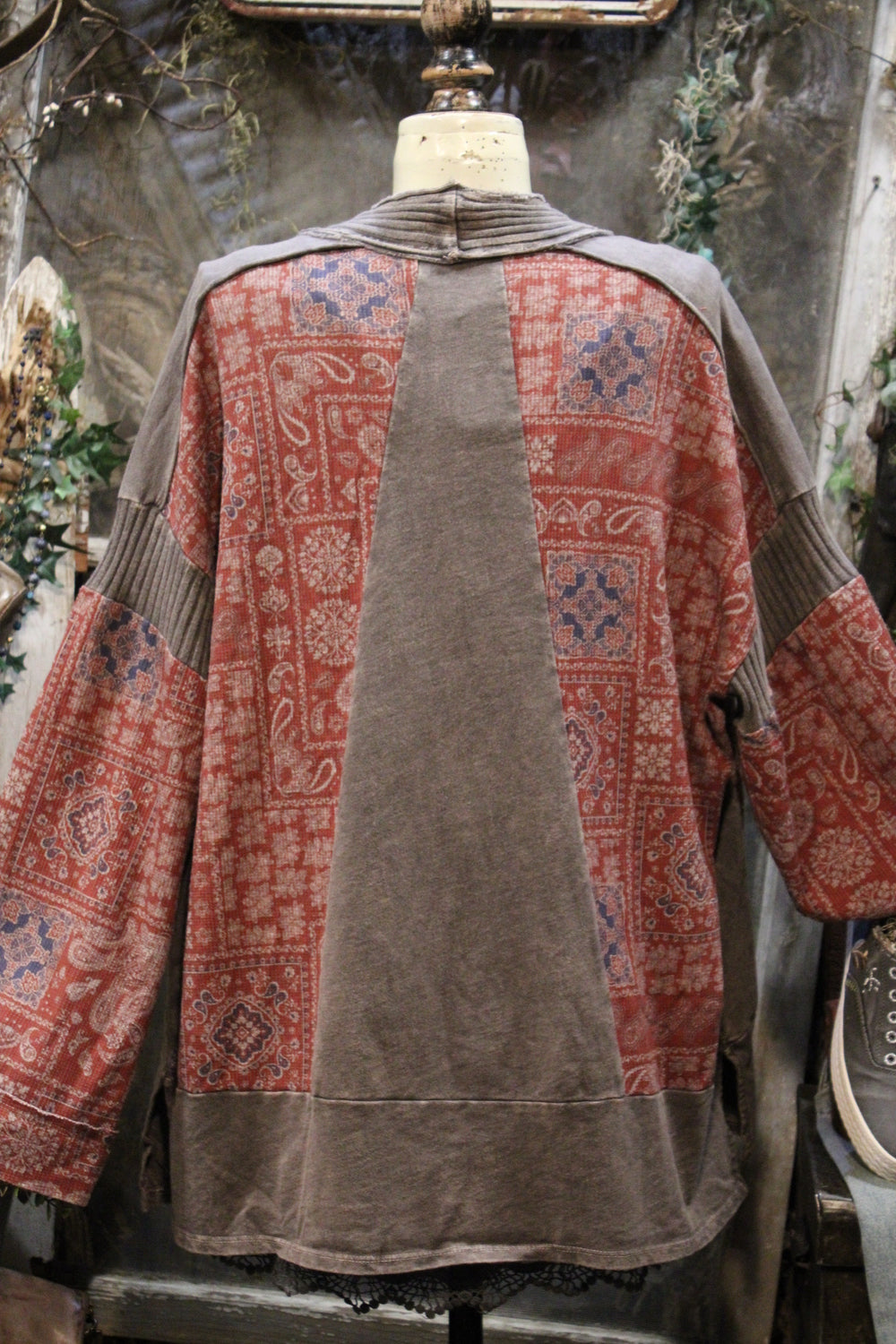Boho Charcoal Paisley Cardigan