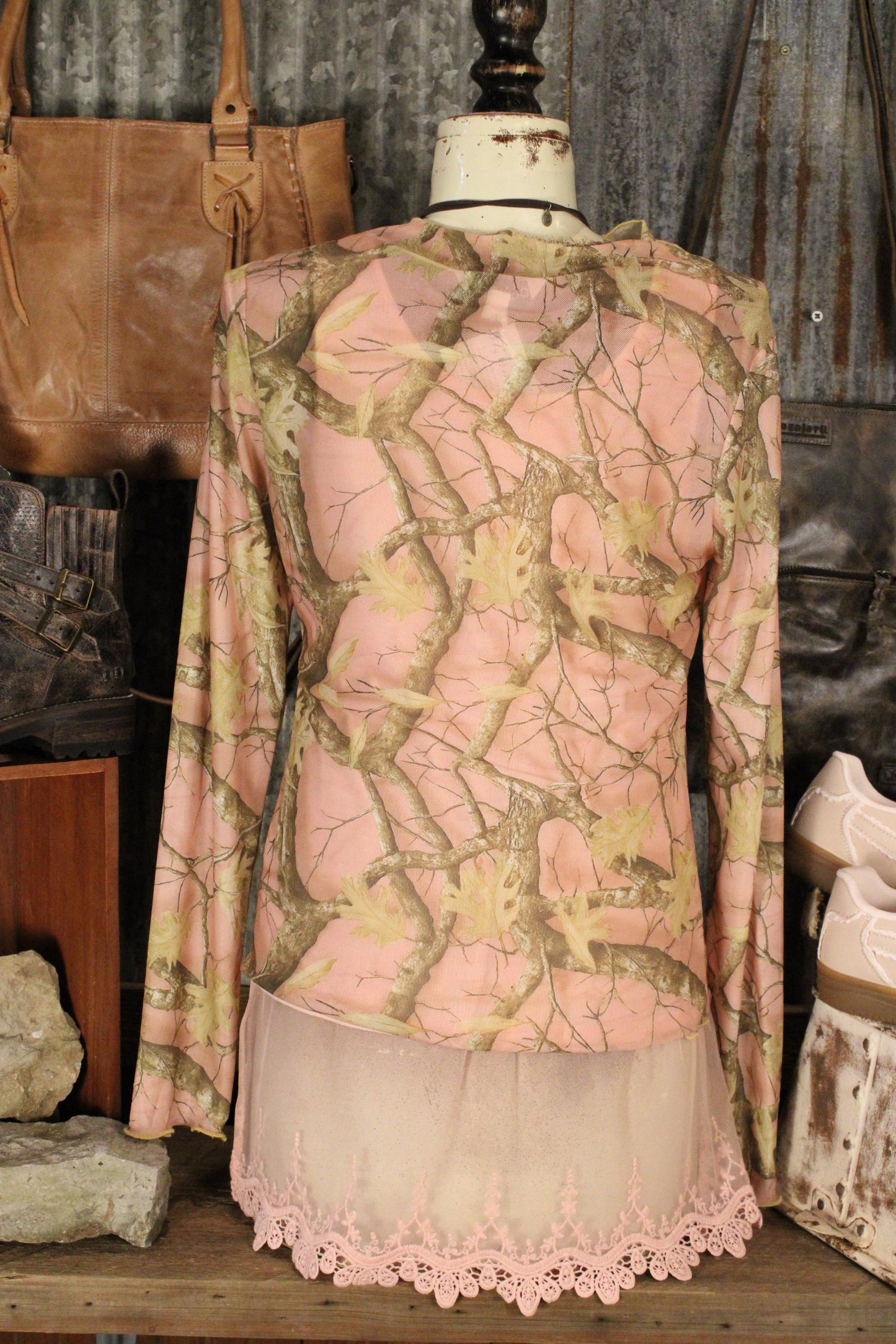 Blush Woodland Mesh Top