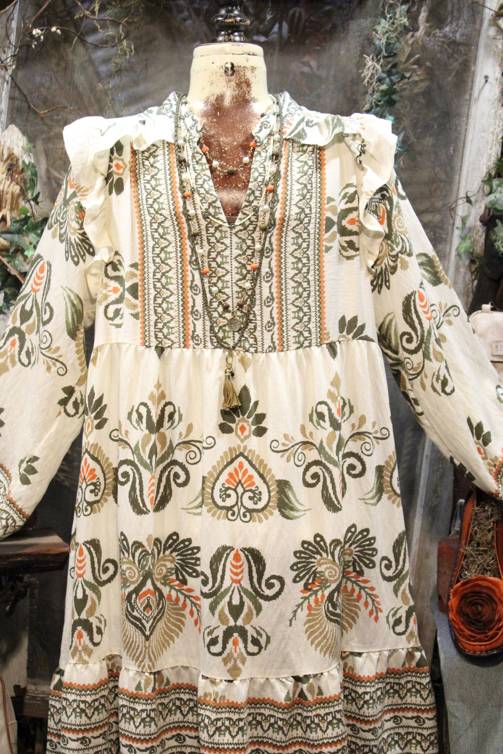 Tribal Olive Dress
