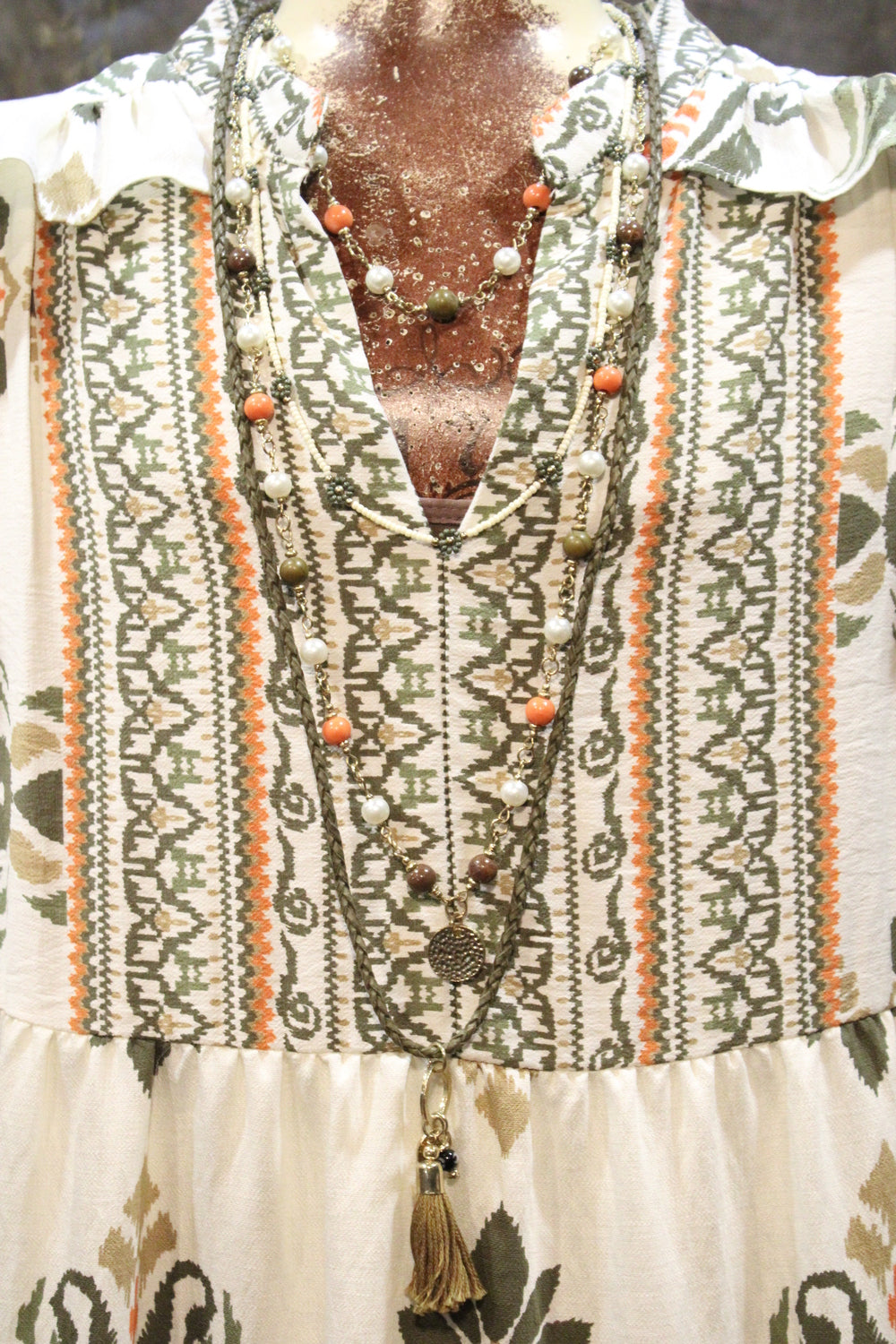 Tribal Olive Dress