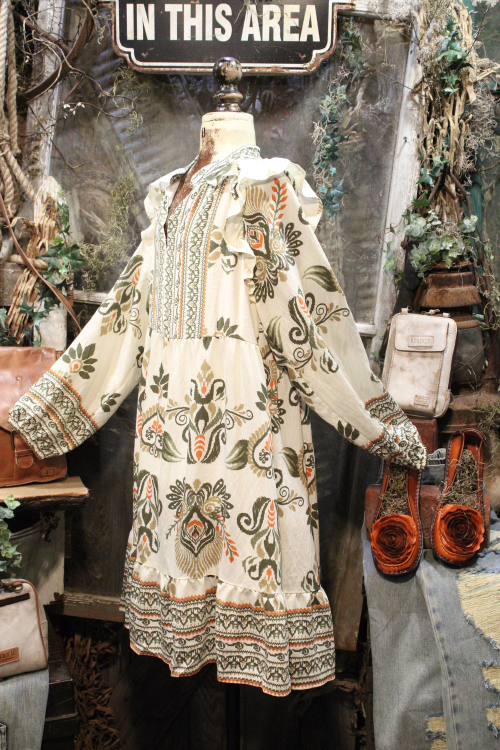 Tribal Olive Dress