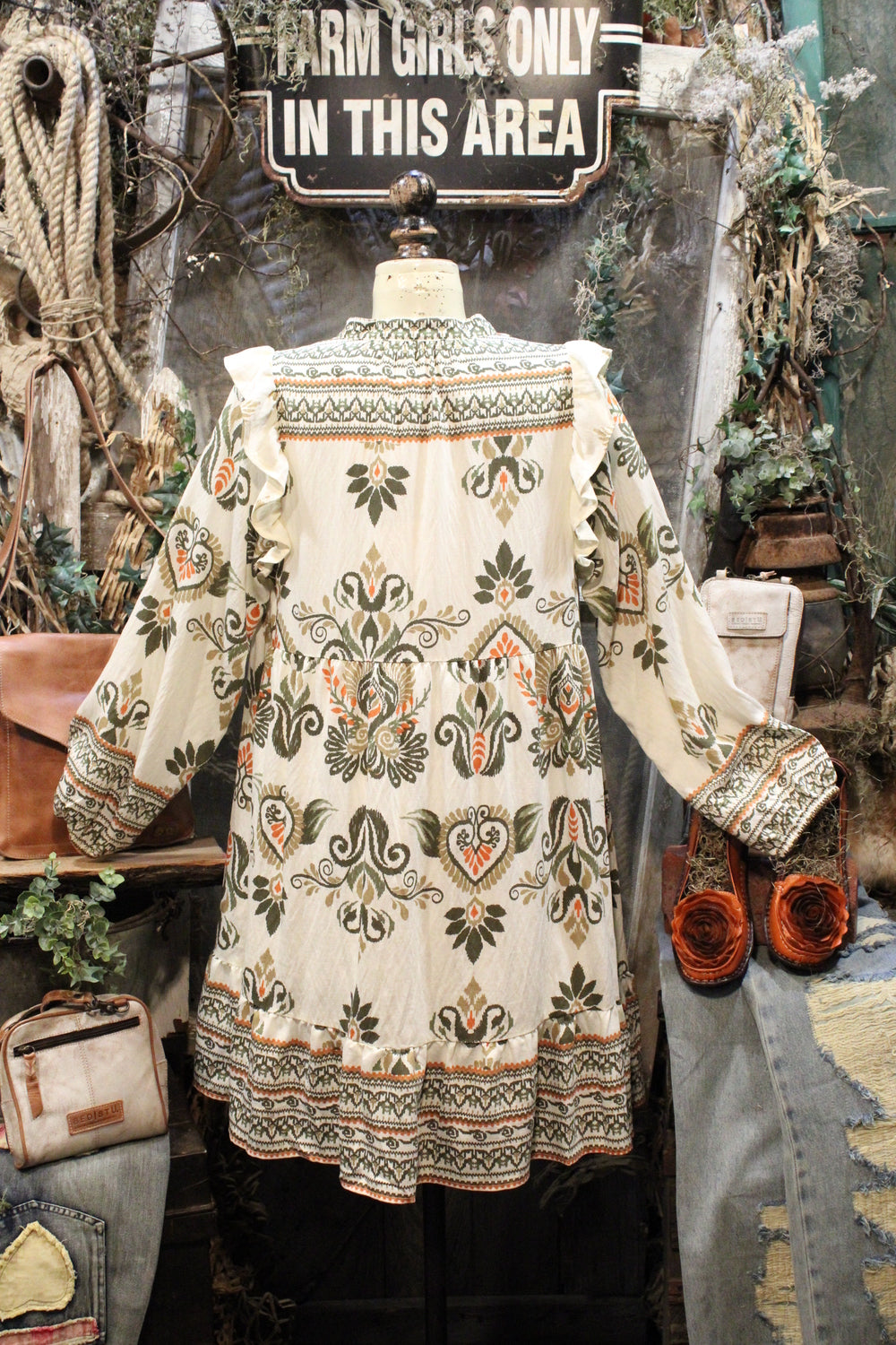 Tribal Olive Dress