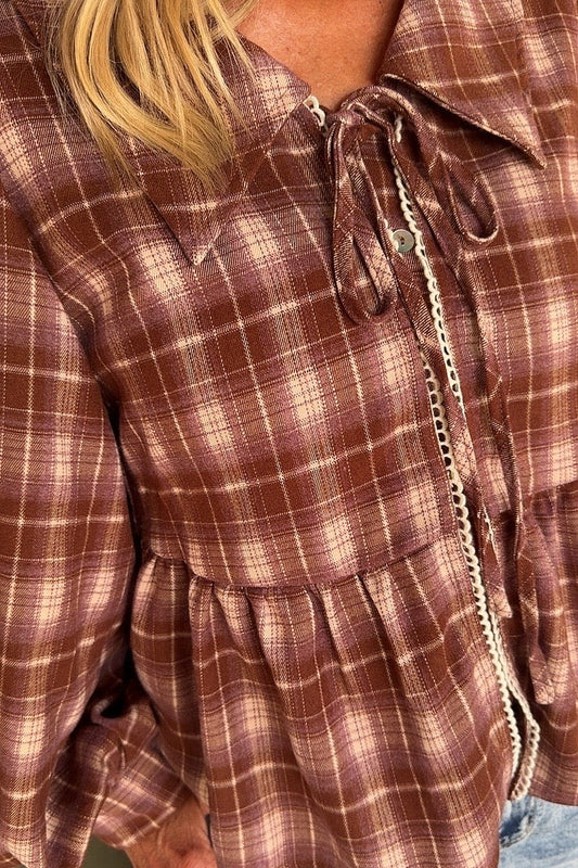 Chestnut & Cream Flannel Top