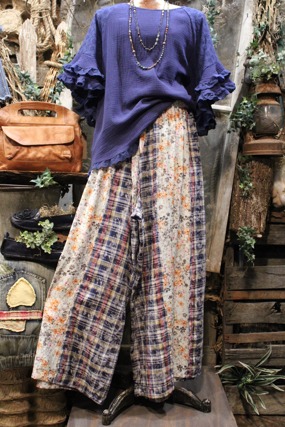 Peach Blossom Plaid Pants