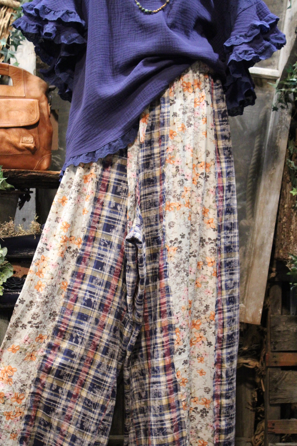 Peach Blossom Plaid Pants