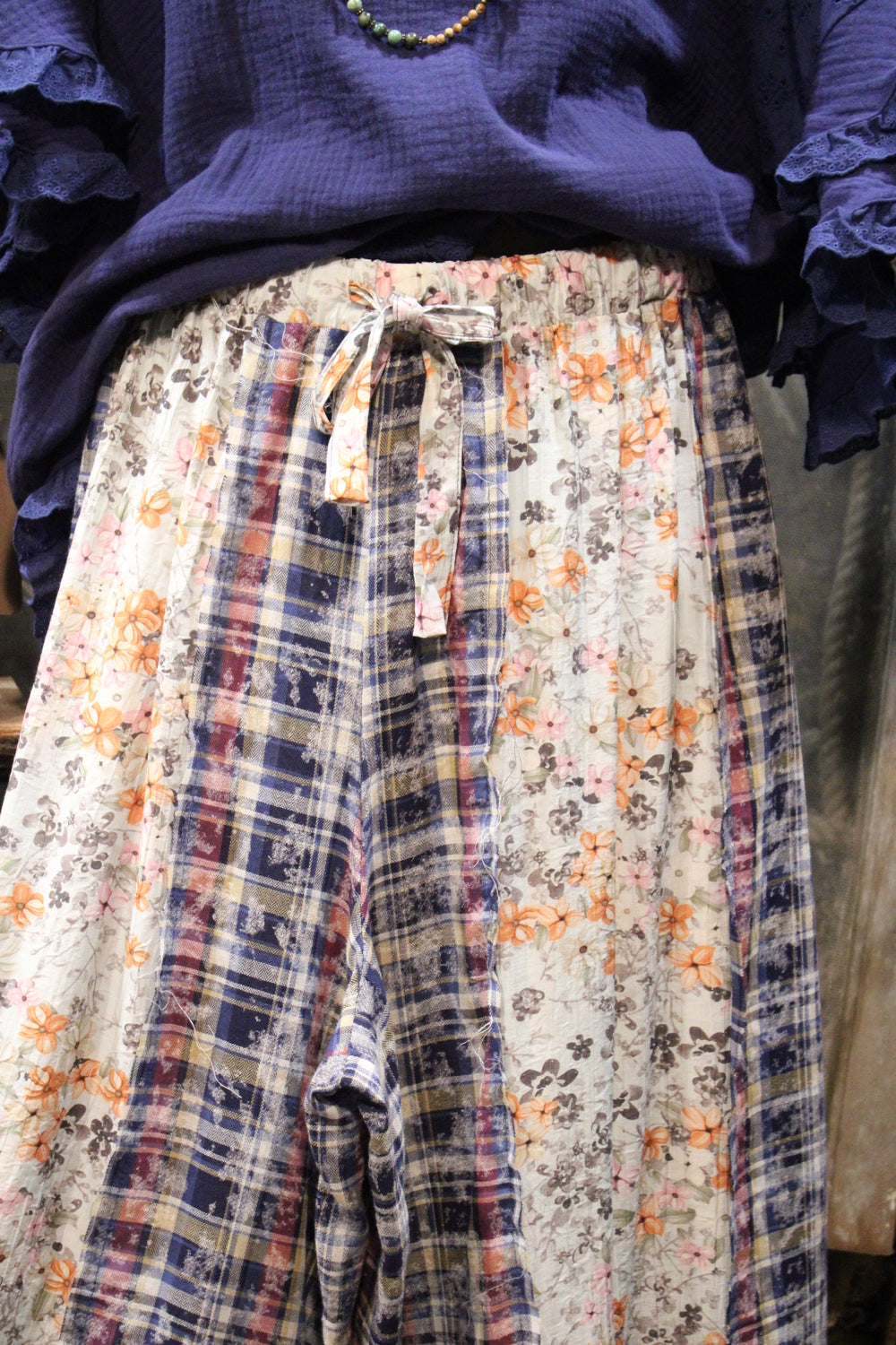 Peach Blossom Plaid Pants