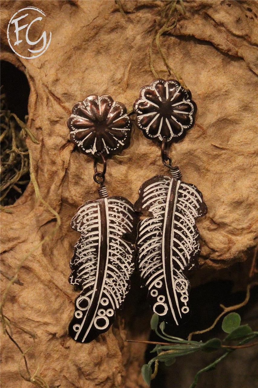women's dangle earrings, farm girls fancy frills