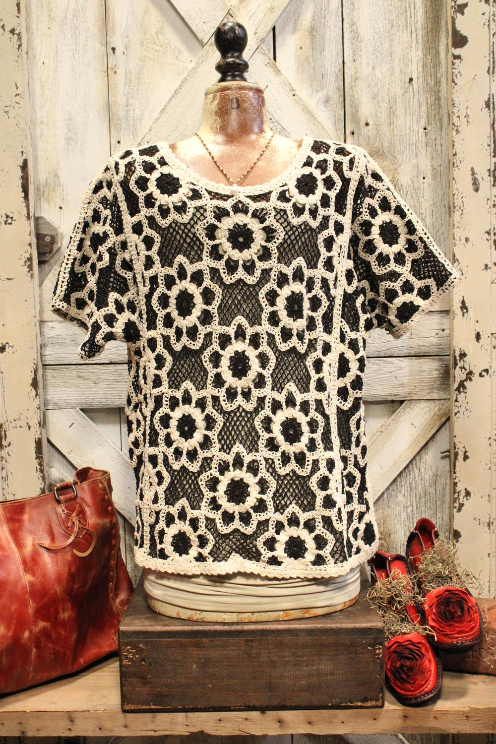 Rustic Rose Crochet Blouse