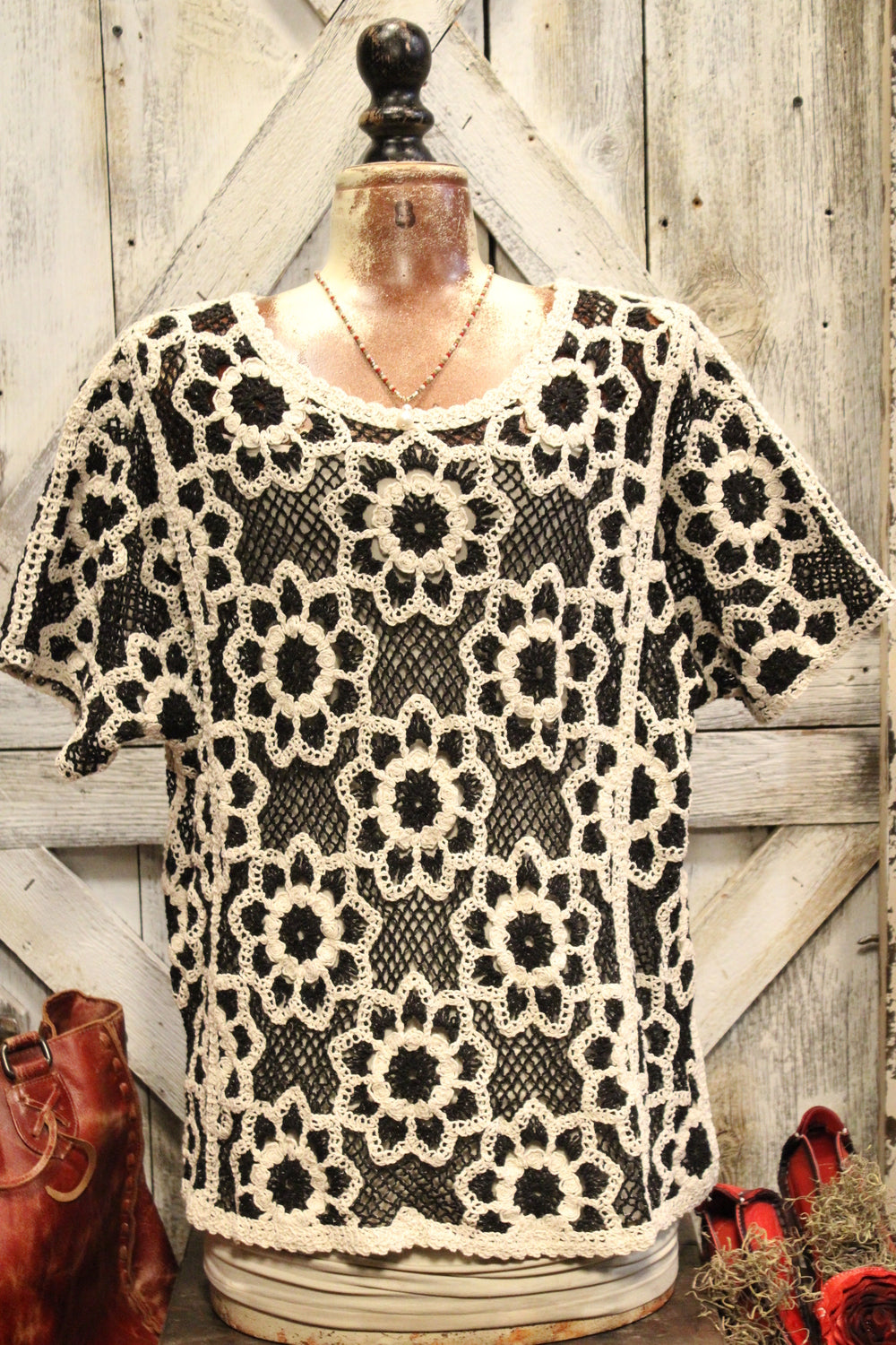 Rustic Rose Crochet Blouse