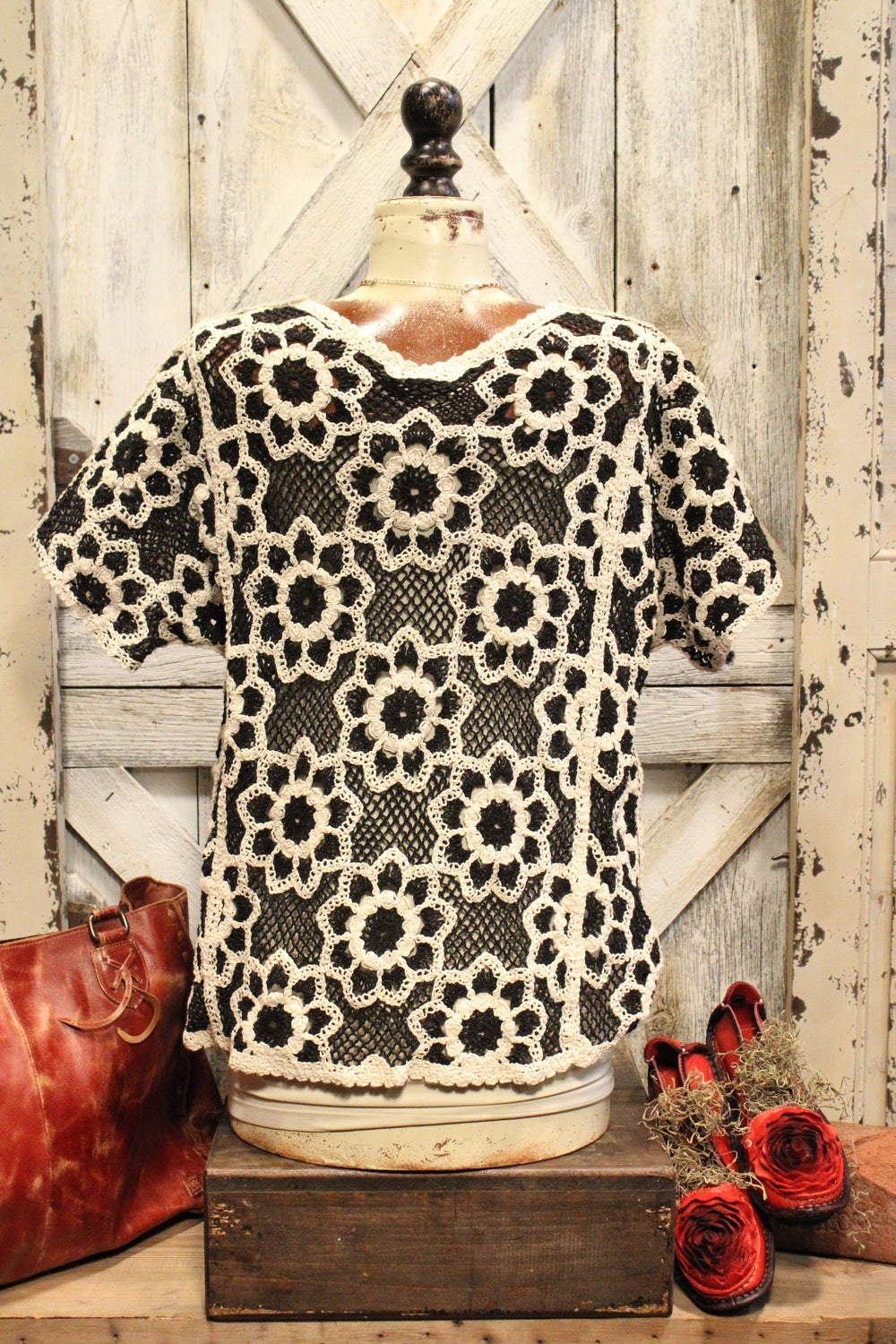 Rustic Rose Crochet Blouse