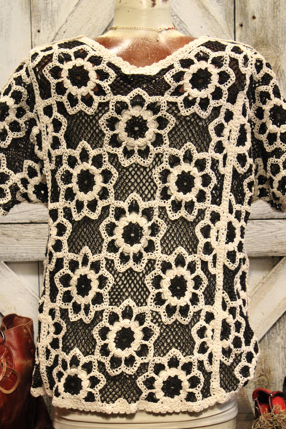 Rustic Rose Crochet Blouse