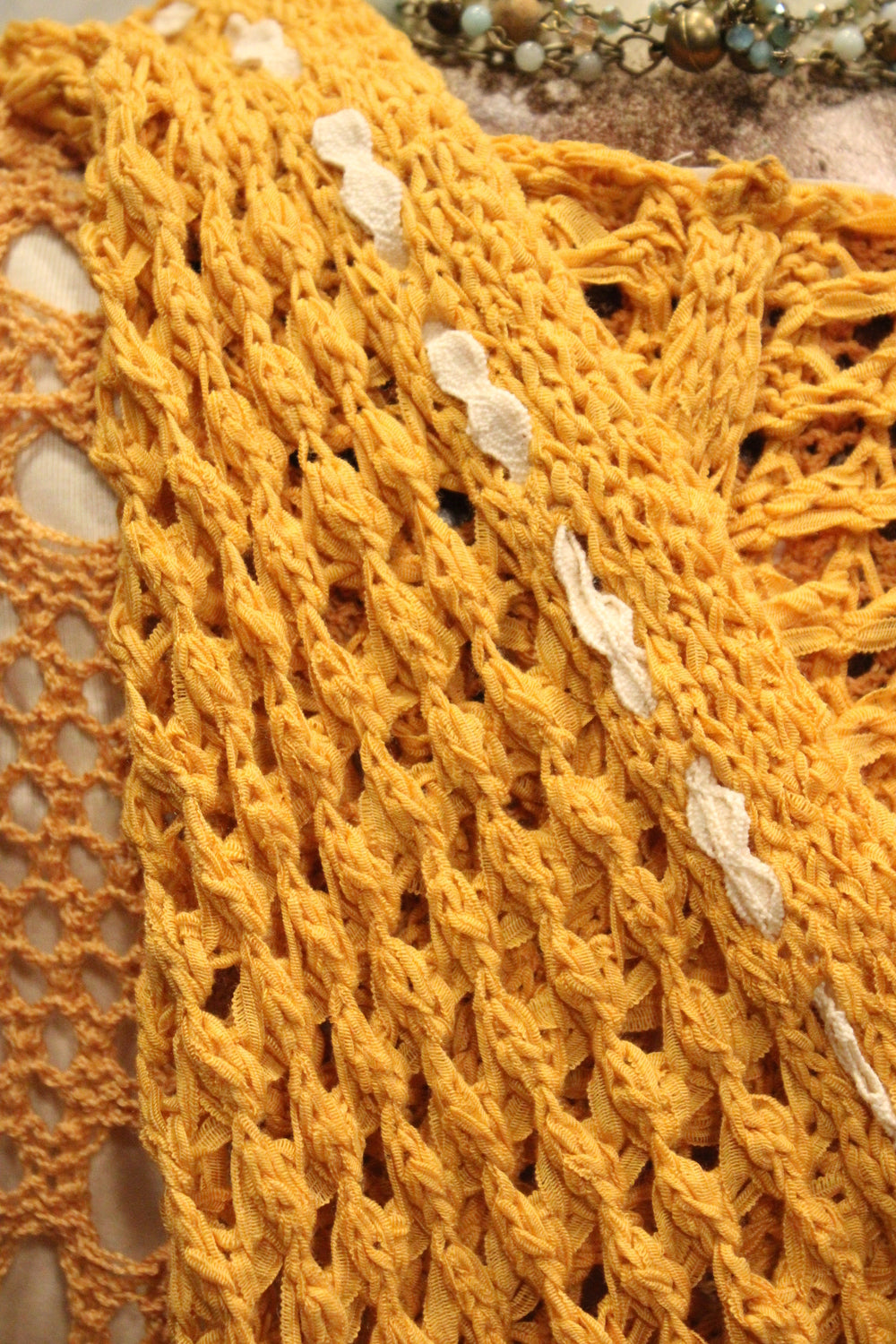 Mustard Mayhem Open Weave Sweater