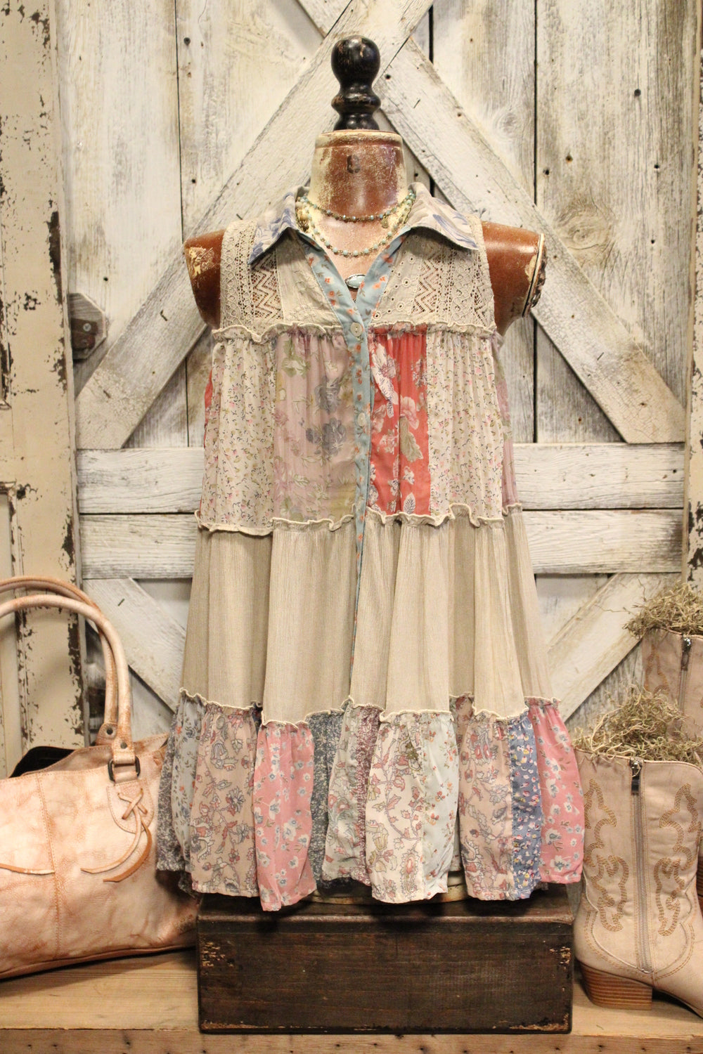 Patchwork Meadow Latte Tank