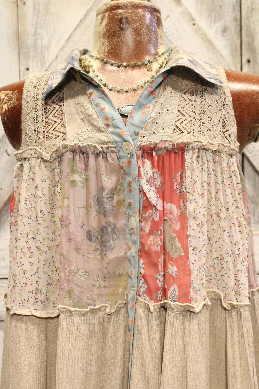 Patchwork Meadow Latte Tank