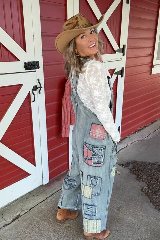 Barn Blooms Denim Overalls