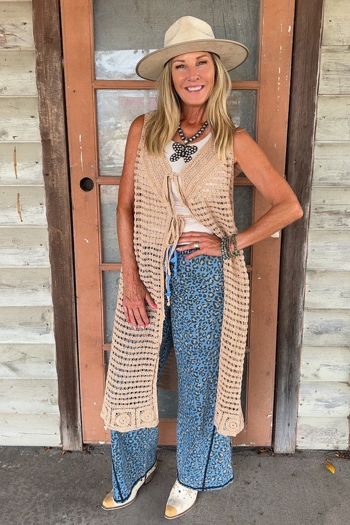 Dreamweave Sleeveless Taupe Cardigan