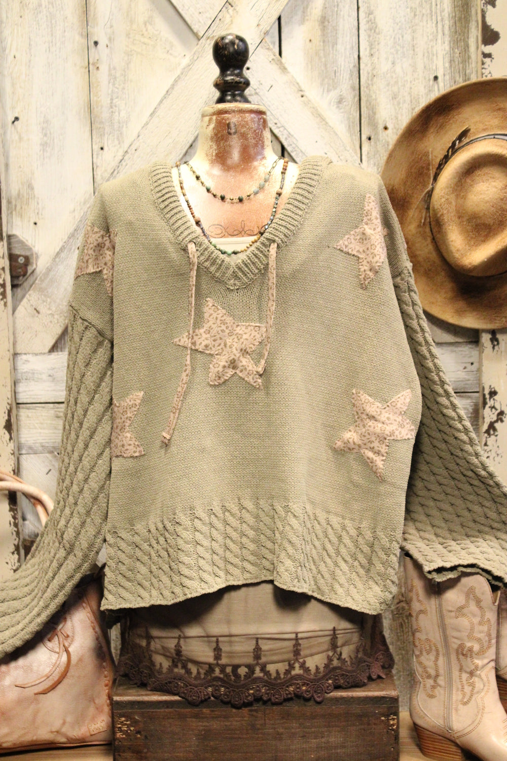 Twilight Tavern Olive Hooded Sweater
