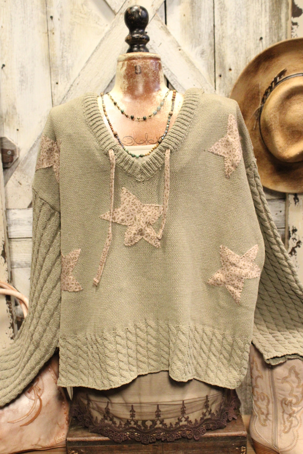 Twilight Tavern Olive Hooded Sweater