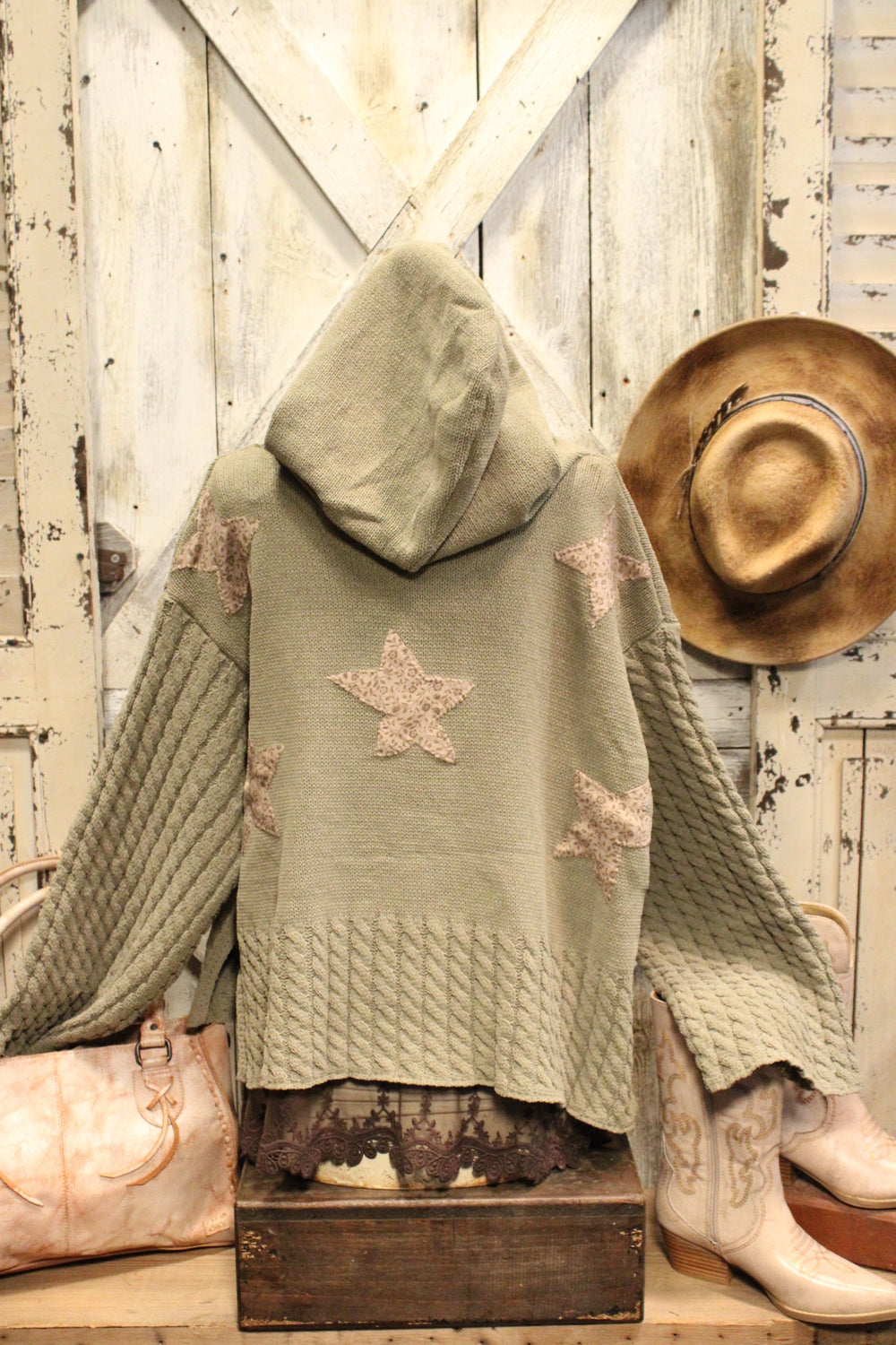 Twilight Tavern Olive Hooded Sweater