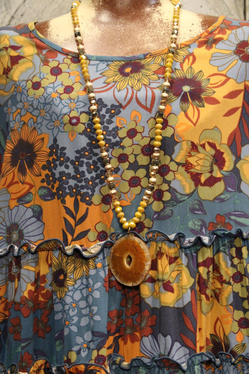 Dusty Blue Floral Blouse