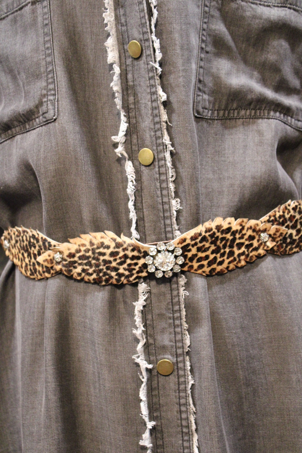 Leopard Print Leather Hatband/Belt