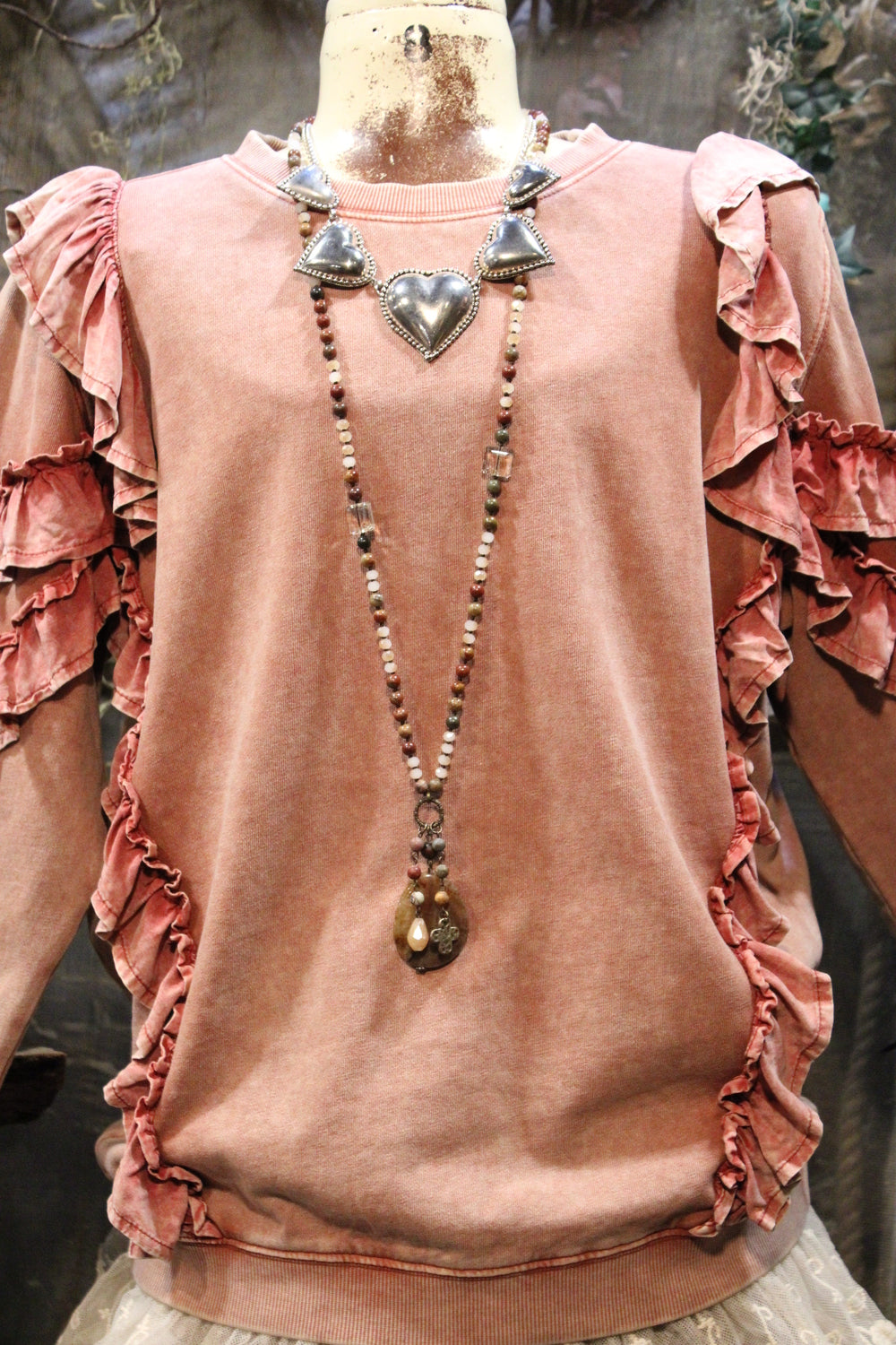 Antique Rose Ruffle Sweatshirt