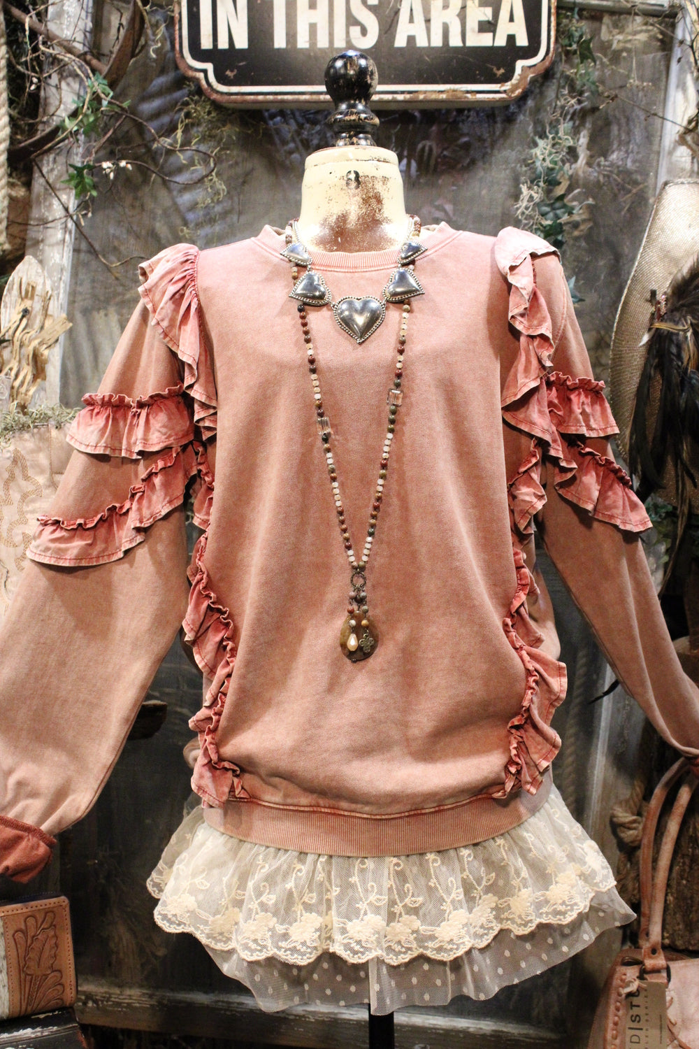 Antique Rose Ruffle Sweatshirt