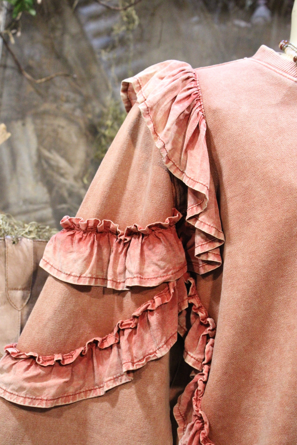 Antique Rose Ruffle Sweatshirt