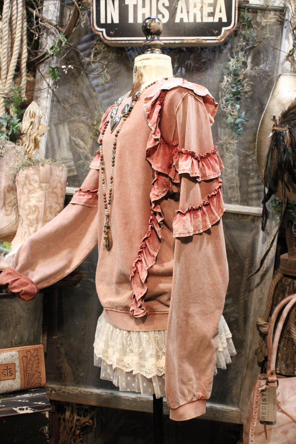 Antique Rose Ruffle Sweatshirt