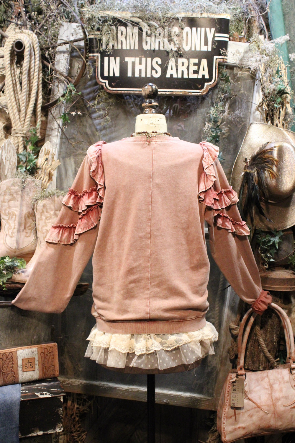 Antique Rose Ruffle Sweatshirt