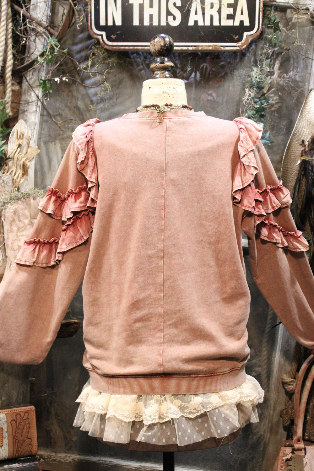 Antique Rose Ruffle Sweatshirt