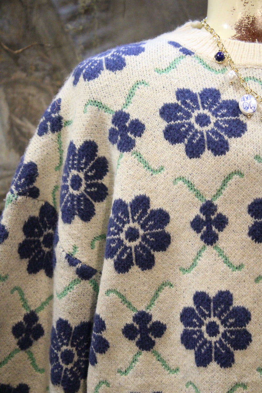 Blue Blooms Sweater