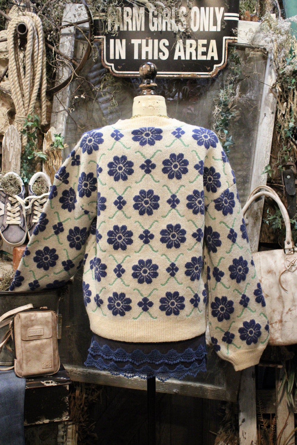 Blue Blooms Sweater