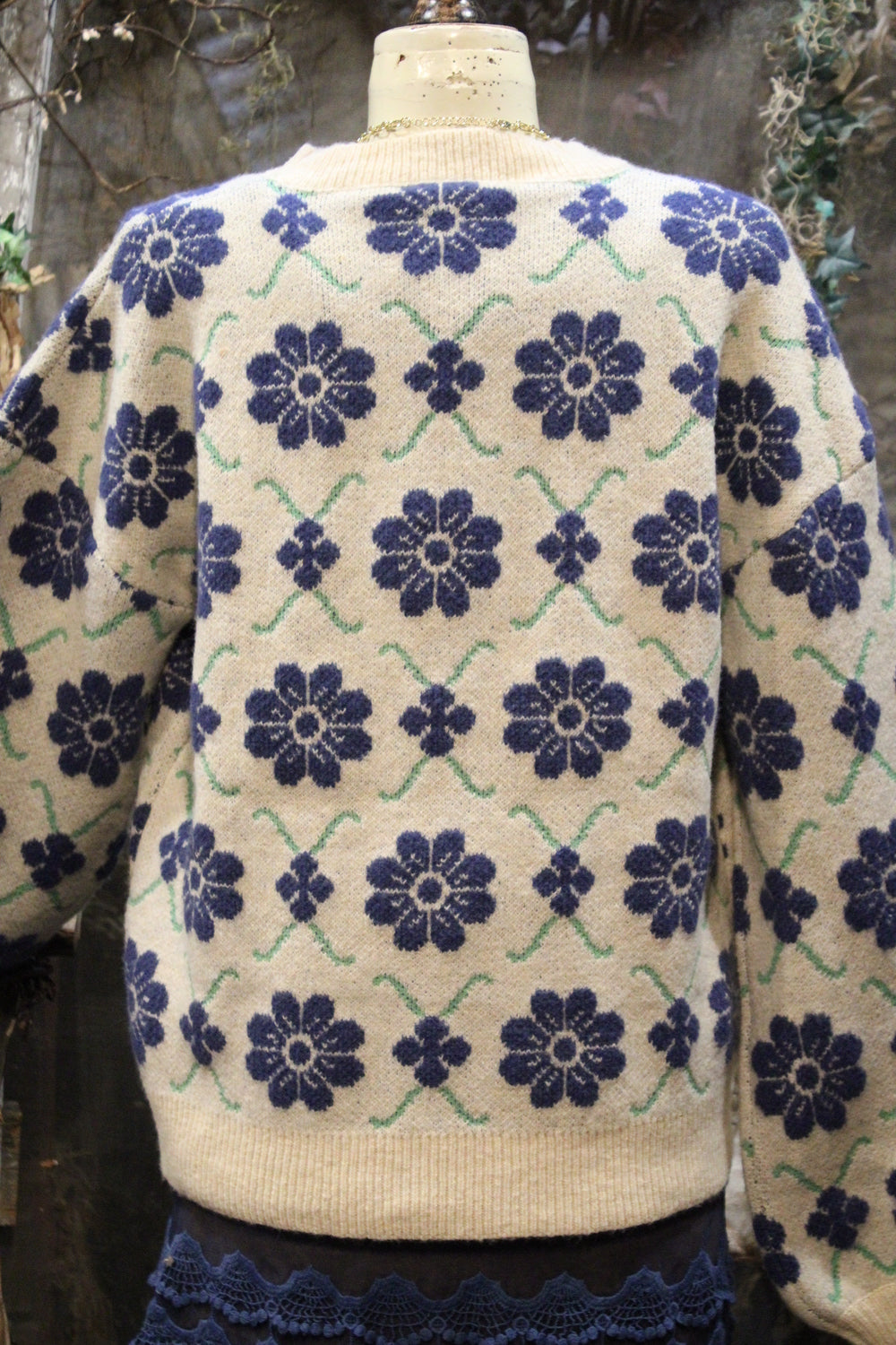 Blue Blooms Sweater