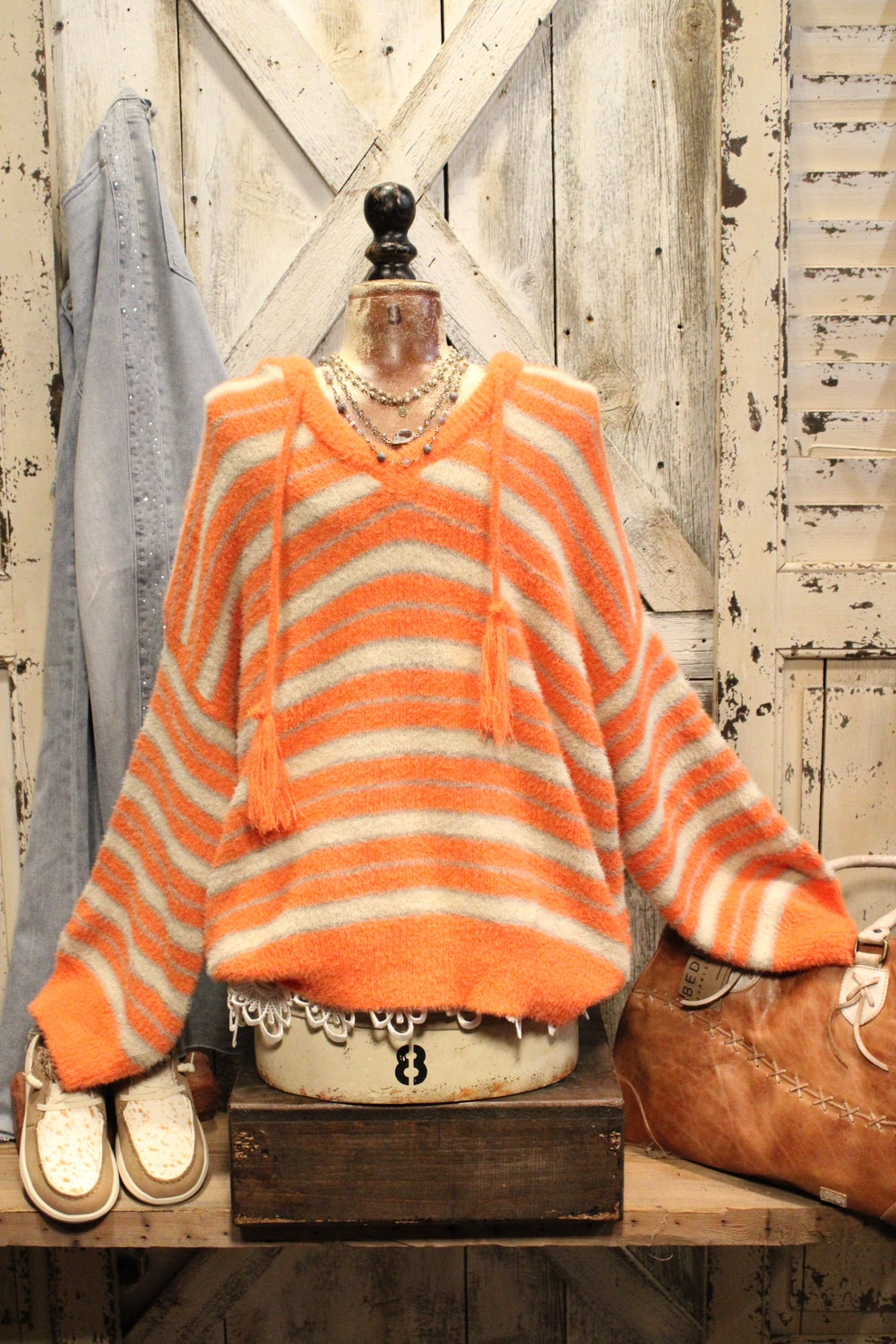 Echo Valley Orange Hooded Sweater