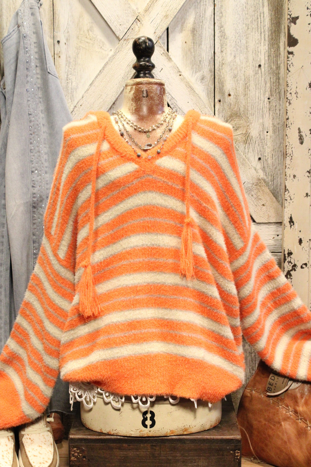 Echo Valley Orange Hooded Sweater