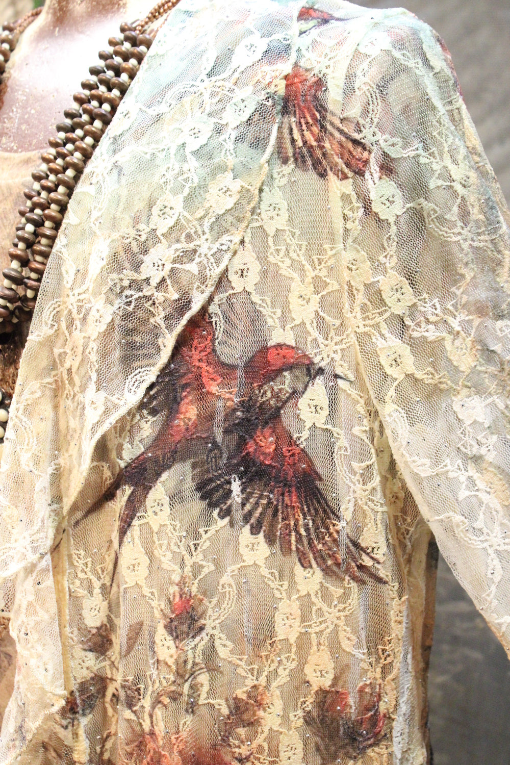 Fancy That Vintage Bird Beige Cardigan