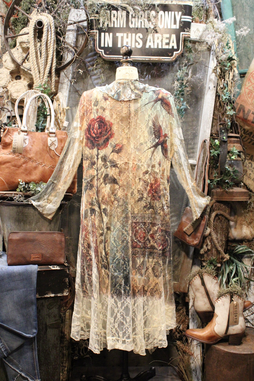 Fancy That Vintage Bird Beige Cardigan