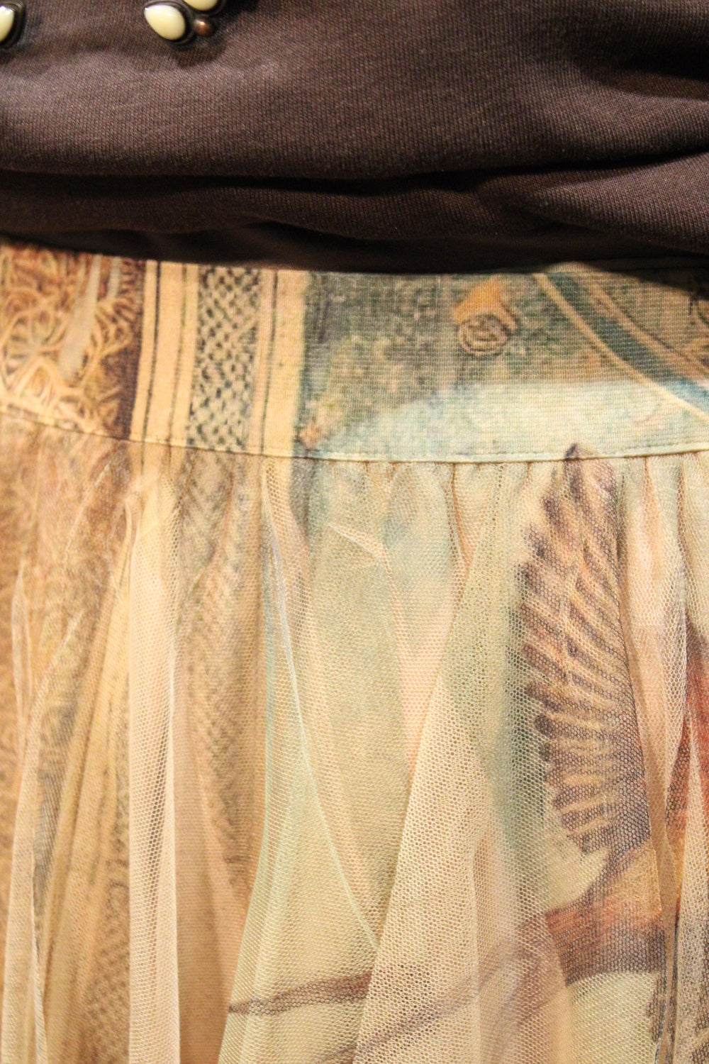 Moondust Vintage Bird Taupe Skirt