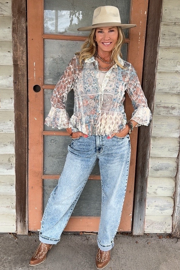 Beige Patch Taupe Lace Cardigan