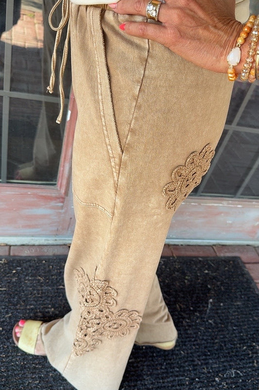 Mocha Cotton Crochet Pants