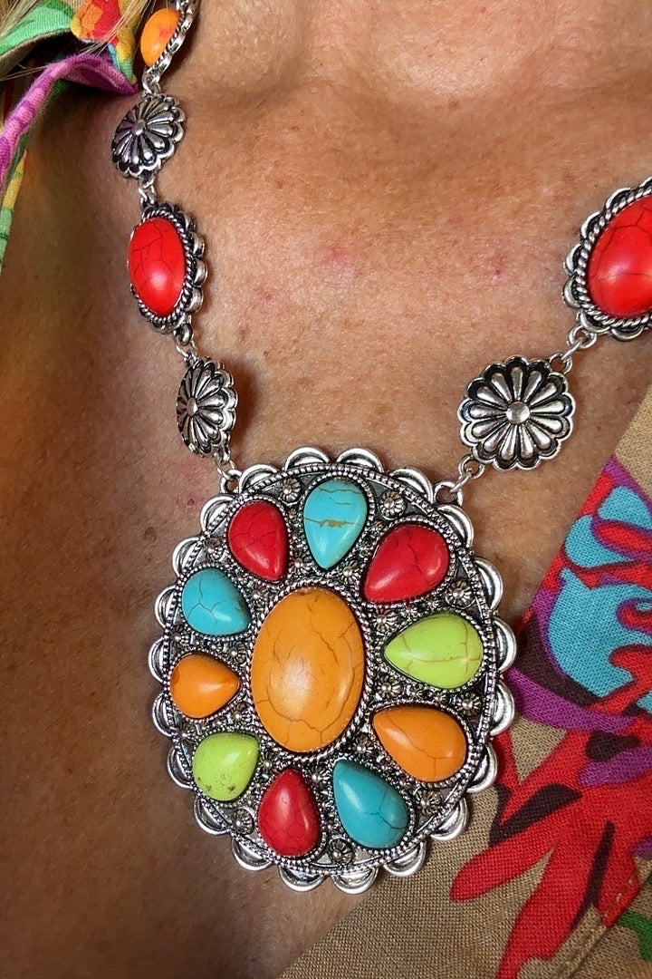 Color Burst Medallion Necklace