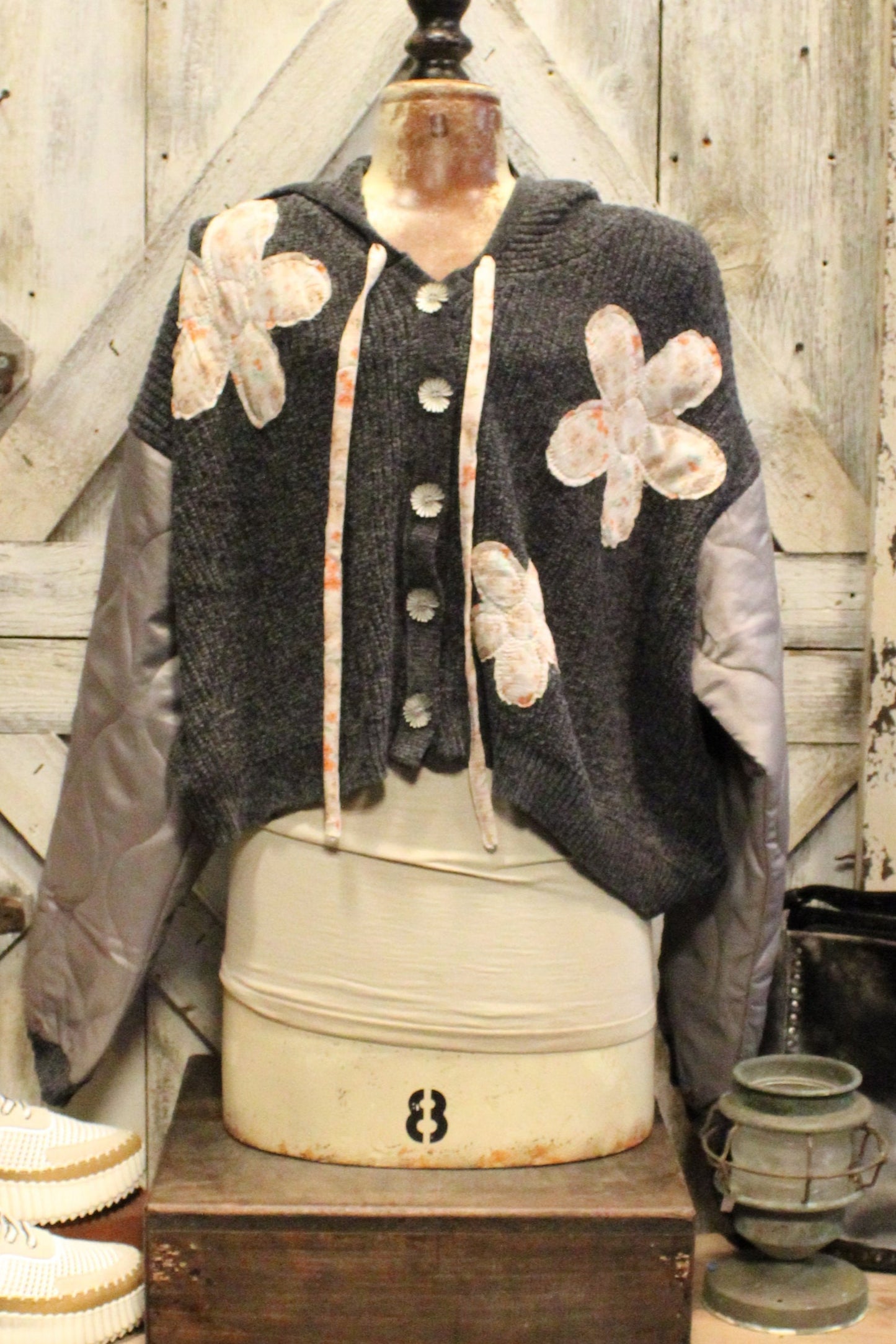 Charcoal Jacket with Floral