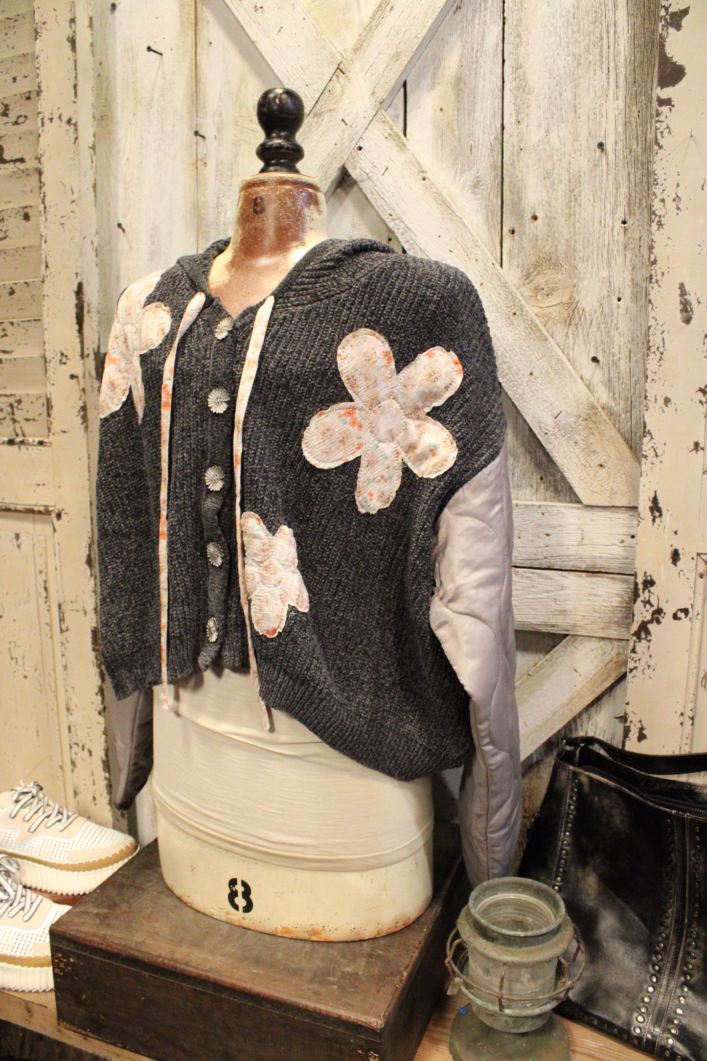 Charcoal Jacket with Floral